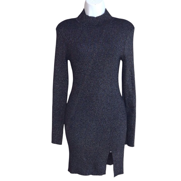 Lilyful Shimmer Bodycon Long Sleeve Mini Dress NEW - Picture 1 of 8